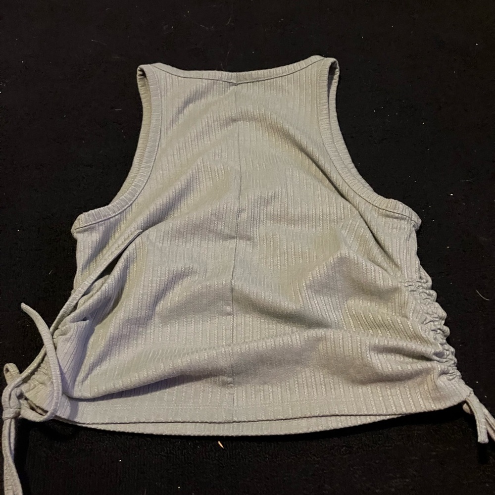 Target Tan Sleeveless Crop Tank Top with Ruched Sides and Tie Front
